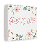 God Is Love Canvas – Inspirational Floral Wall Art Decor