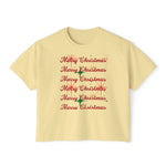 Merry Christmas Women's Boxy Tee, Holiday T-Shirt, Festive Top, Christmas Gift, Seasonal Apparel