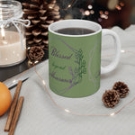 Blessed Beyond Measures Mug, Inspirational Coffee Cup, Gift for Spiritual Friends, Green Floral Design, Motivational Drinkware