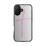 Stylish Magnetic Phone Case, Clear Impact Phone Cover, Pink Cross Design, Smartphone Accessory, Gift for Teens, Christian Phone Case