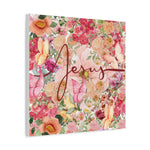 Floral Jesus Canvas Art, Stretched Canvas Print for Home Decor, Christian Gift, Religious Wall Art, Inspirational Decor