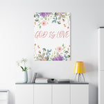 God Is Love Canvas – Inspirational Floral Wall Art Decor
