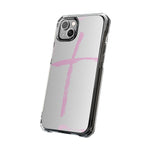 Stylish Magnetic Phone Case, Clear Impact Phone Cover, Pink Cross Design, Smartphone Accessory, Gift for Teens, Christian Phone Case