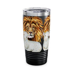 Majestic Lion and Lamb Tumbler, Eco-Friendly Travel Mug, Wilderness Lover Gift, Animal Lover's Cup, Personalized Beverage Holder