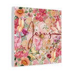 Floral Jesus Canvas Art, Stretched Canvas Print for Home Decor, Christian Gift, Religious Wall Art, Inspirational Decor