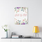 God Is Love Canvas – Inspirational Floral Wall Art Decor