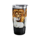 Majestic Lion and Lamb Tumbler, Eco-Friendly Travel Mug, Wilderness Lover Gift, Animal Lover's Cup, Personalized Beverage Holder