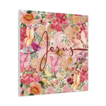 Floral Jesus Canvas Art, Stretched Canvas Print for Home Decor, Christian Gift, Religious Wall Art, Inspirational Decor