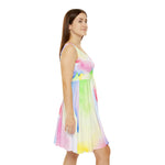 Colorful Women's Skater Dress, Boho Chic Dress, Summer Dress, Tie-Dye AOP Dress, Casual Day Dress, Festival Outfit