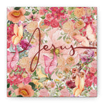 Floral Jesus Canvas Art, Stretched Canvas Print for Home Decor, Christian Gift, Religious Wall Art, Inspirational Decor