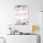 God Is Love Canvas – Inspirational Floral Wall Art Decor