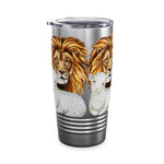 Majestic Lion and Lamb Tumbler, Eco-Friendly Travel Mug, Wilderness Lover Gift, Animal Lover's Cup, Personalized Beverage Holder