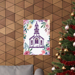 Floral Church Art Print – Inspirational Religious Wall Decor Poster
