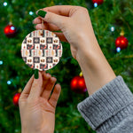 Star Ceramic Ornament — Gingerbread & Holiday Patchwork Design
