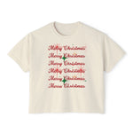 Merry Christmas Women's Boxy Tee, Holiday T-Shirt, Festive Top, Christmas Gift, Seasonal Apparel