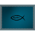Freedom Fish Symbol Area Rug, Inspirational Floor Mat, Nautical Decor, Christian Gift, Housewarming Rug