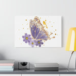 Butterfly Canvas Art Print, Floral Wall Decor, Nature Lover's Gift, Home Aesthetic, Spring Decor, Boho Interior Accent