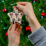 Star Ceramic Ornament — Gingerbread & Holiday Patchwork Design