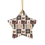 Star Ceramic Ornament — Gingerbread & Holiday Patchwork Design
