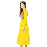 Vibrant Long Sleeve Dance Dress, Colorful AOP Dress, Flowy Dancewear, Perfect for Parties, Celebrations, and Dance Recitals