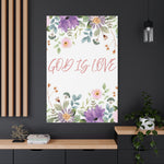 God Is Love Canvas – Inspirational Floral Wall Art Decor
