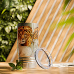 Majestic Lion and Lamb Tumbler, Eco-Friendly Travel Mug, Wilderness Lover Gift, Animal Lover's Cup, Personalized Beverage Holder