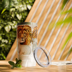 Majestic Lion and Lamb Tumbler, Eco-Friendly Travel Mug, Wilderness Lover Gift, Animal Lover's Cup, Personalized Beverage Holder