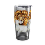 Majestic Lion and Lamb Tumbler, Eco-Friendly Travel Mug, Wilderness Lover Gift, Animal Lover's Cup, Personalized Beverage Holder