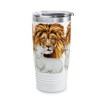 Majestic Lion and Lamb Tumbler, Eco-Friendly Travel Mug, Wilderness Lover Gift, Animal Lover's Cup, Personalized Beverage Holder