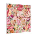 Floral Jesus Canvas Art, Stretched Canvas Print for Home Decor, Christian Gift, Religious Wall Art, Inspirational Decor