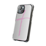 Stylish Magnetic Phone Case, Clear Impact Phone Cover, Pink Cross Design, Smartphone Accessory, Gift for Teens, Christian Phone Case