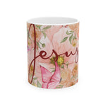 Floral Jesus Ceramic Mug – Inspirational Coffee Cup, Christian Gift, Floral Design, Home Decor, Tea Mug, Mother's Day Gift