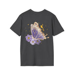 Butterfly Blossom Unisex T-Shirt, Floral Graphic Tee, Spring Apparel, Nature Lover Gift, Softstyle Shirt, Butterfly Design