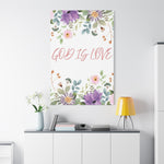 God Is Love Canvas – Inspirational Floral Wall Art Decor