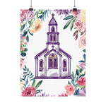 Floral Church Art Print – Inspirational Religious Wall Decor Poster