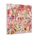 Floral Love Canvas Art, Wall Decor, Home Decoration, Gift for Her, Spring Decor, Wedding Gift