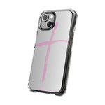 Stylish Magnetic Phone Case, Clear Impact Phone Cover, Pink Cross Design, Smartphone Accessory, Gift for Teens, Christian Phone Case