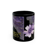 Faith-Inspired Black Mug with Floral Design - Inspirational Christian Gift