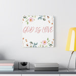 God Is Love Canvas – Inspirational Floral Wall Art Decor
