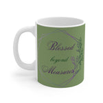 Blessed Beyond Measures Mug, Inspirational Coffee Cup, Gift for Spiritual Friends, Green Floral Design, Motivational Drinkware