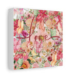 Floral Love Canvas Art, Wall Decor, Home Decoration, Gift for Her, Spring Decor, Wedding Gift
