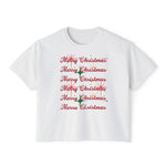 Merry Christmas Women's Boxy Tee, Holiday T-Shirt, Festive Top, Christmas Gift, Seasonal Apparel