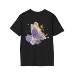 Butterfly Blossom Unisex T-Shirt, Floral Graphic Tee, Spring Apparel, Nature Lover Gift, Softstyle Shirt, Butterfly Design