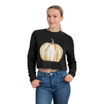 Women's Cropped Sweatshirt with Pumpkin Design, Cozy Fall Fashion, Trendy Autumn Apparel, Gift for Her, Christian Faith Sweatshirt