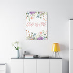 God Is Love Canvas – Inspirational Floral Wall Art Decor