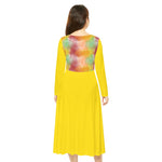 Vibrant Long Sleeve Dance Dress, Colorful AOP Dress, Flowy Dancewear, Perfect for Parties, Celebrations, and Dance Recitals