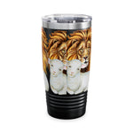 Majestic Lion and Lamb Tumbler, Eco-Friendly Travel Mug, Wilderness Lover Gift, Animal Lover's Cup, Personalized Beverage Holder