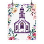 Floral Church Art Print – Inspirational Religious Wall Decor Poster