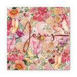 Floral Jesus Canvas Art, Stretched Canvas Print for Home Decor, Christian Gift, Religious Wall Art, Inspirational Decor