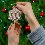 Star Ceramic Ornament — Gingerbread & Holiday Patchwork Design